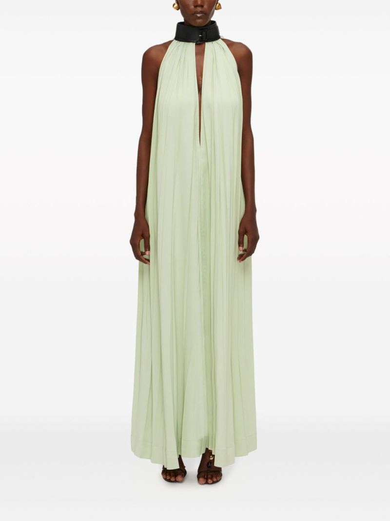 Green Collar Pleated Dress