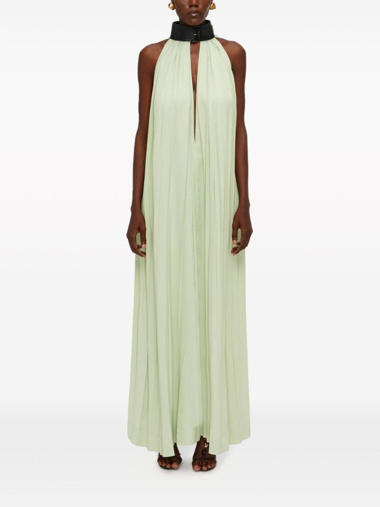 Green Collar Pleated Dress