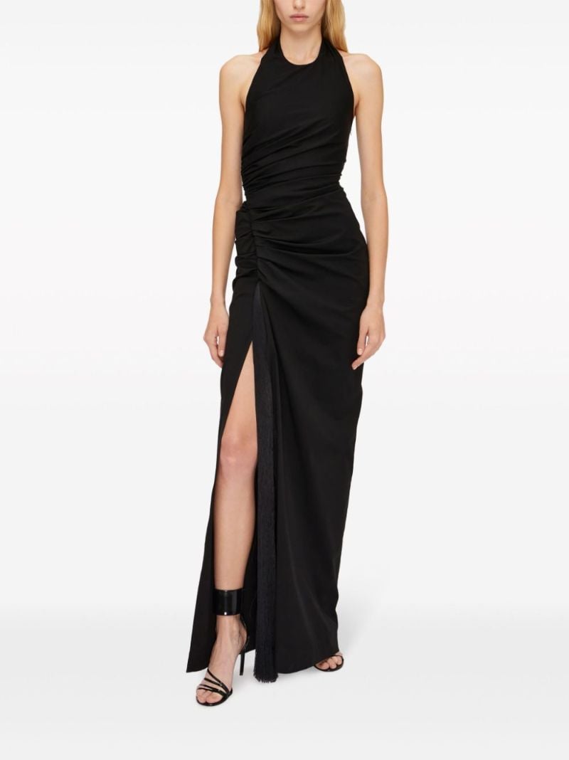Black Gathered Halterneck Dress