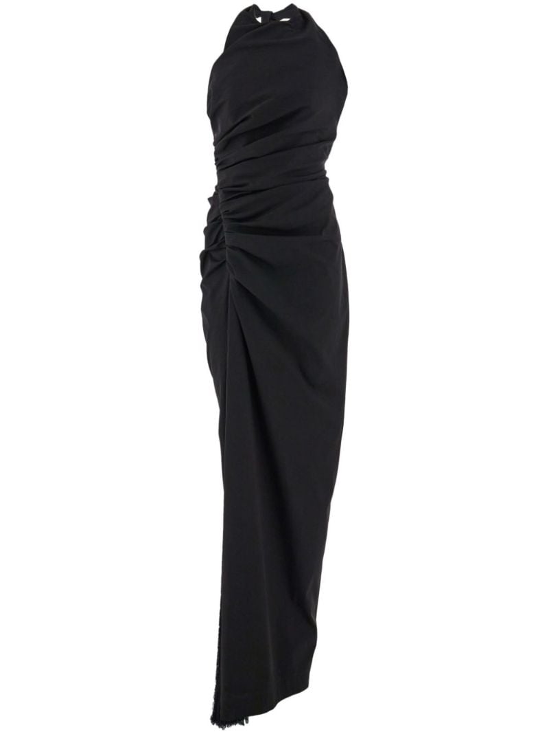 Black Gathered Halterneck Dress