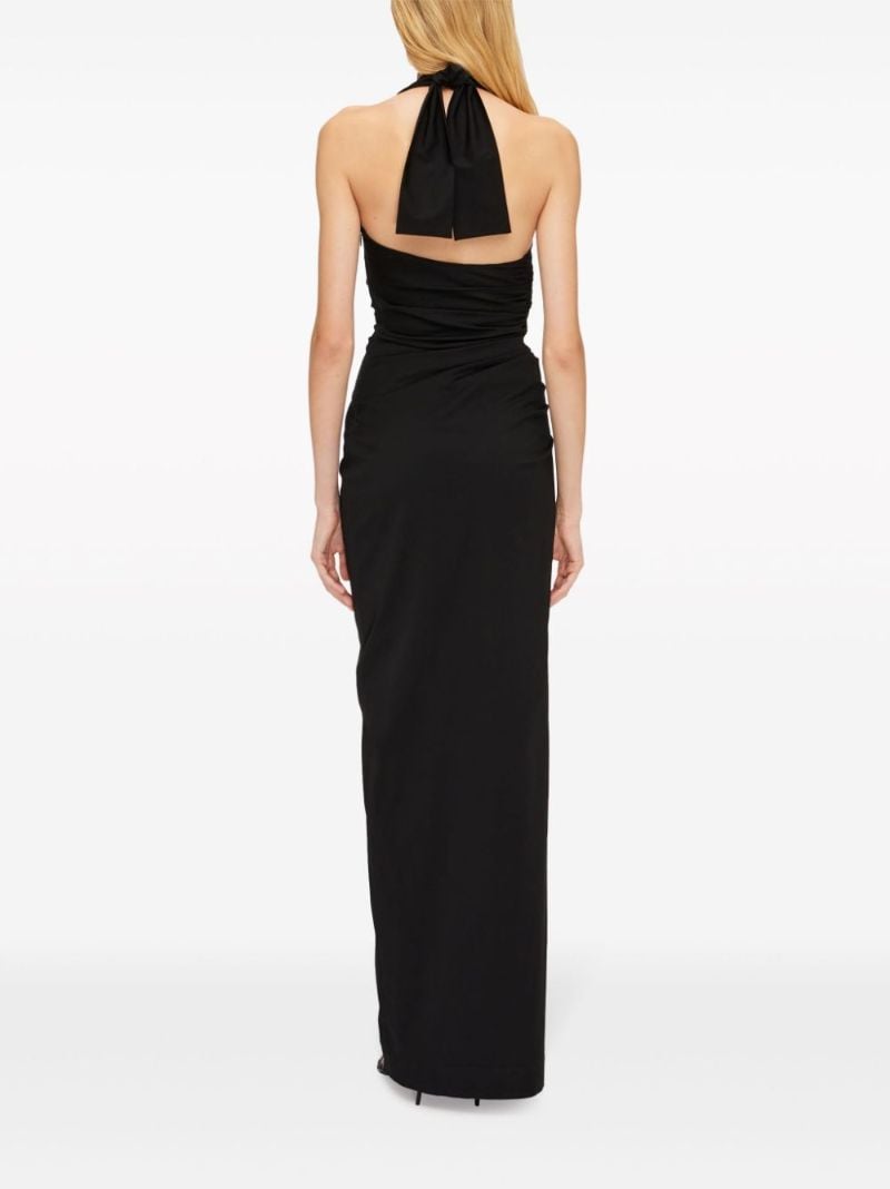Black Gathered Halterneck Dress