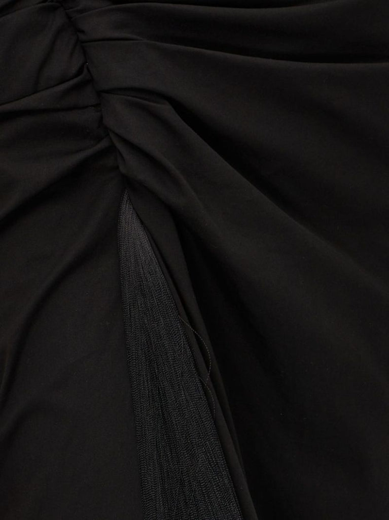 Black Gathered Halterneck Dress