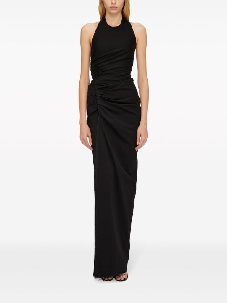 Black Gathered Halterneck Dress