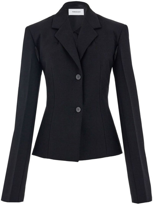Black Pleated-sleeve Cropped Blazer