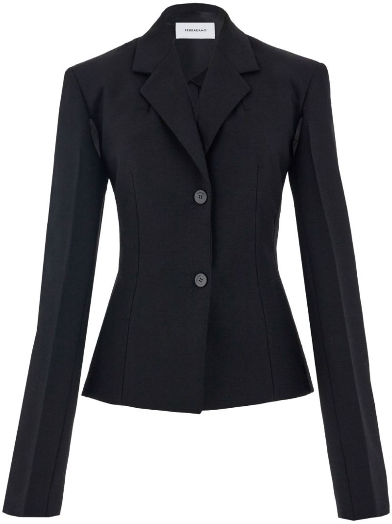 Black Pleated-sleeve Cropped Blazer