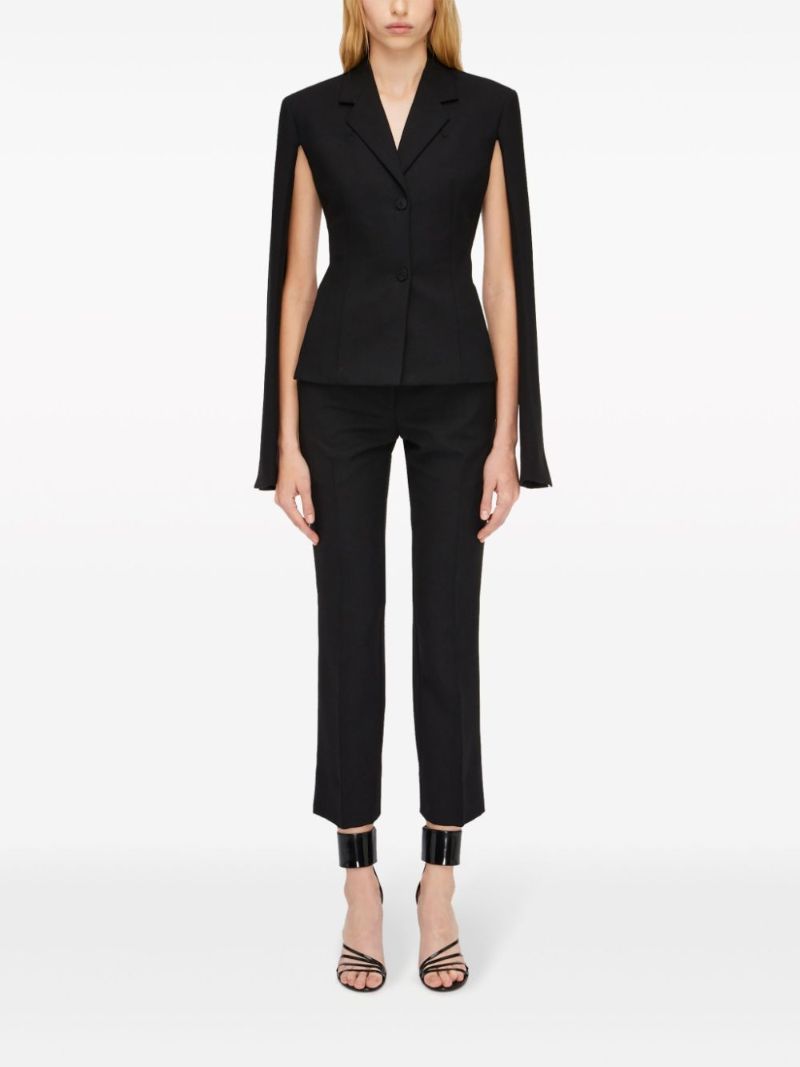 Black Pleated-sleeve Cropped Blazer