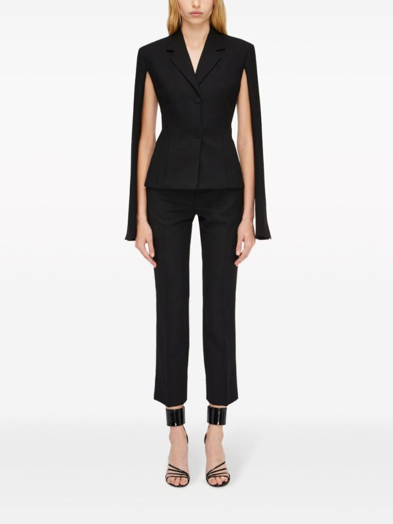 Black Pleated-sleeve Cropped Blazer
