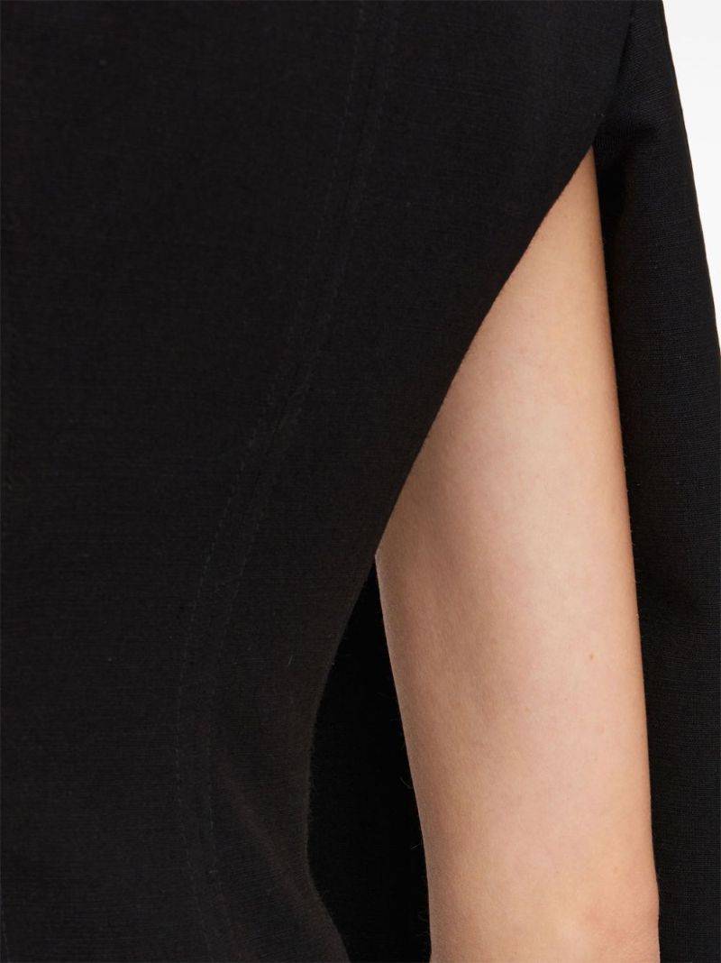 Black Pleated-sleeve Cropped Blazer