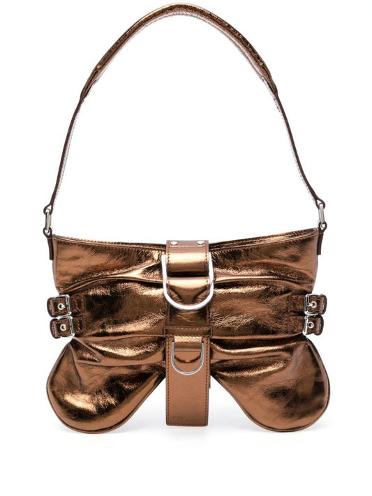 Bronze-tone Butterfly Leather Bag