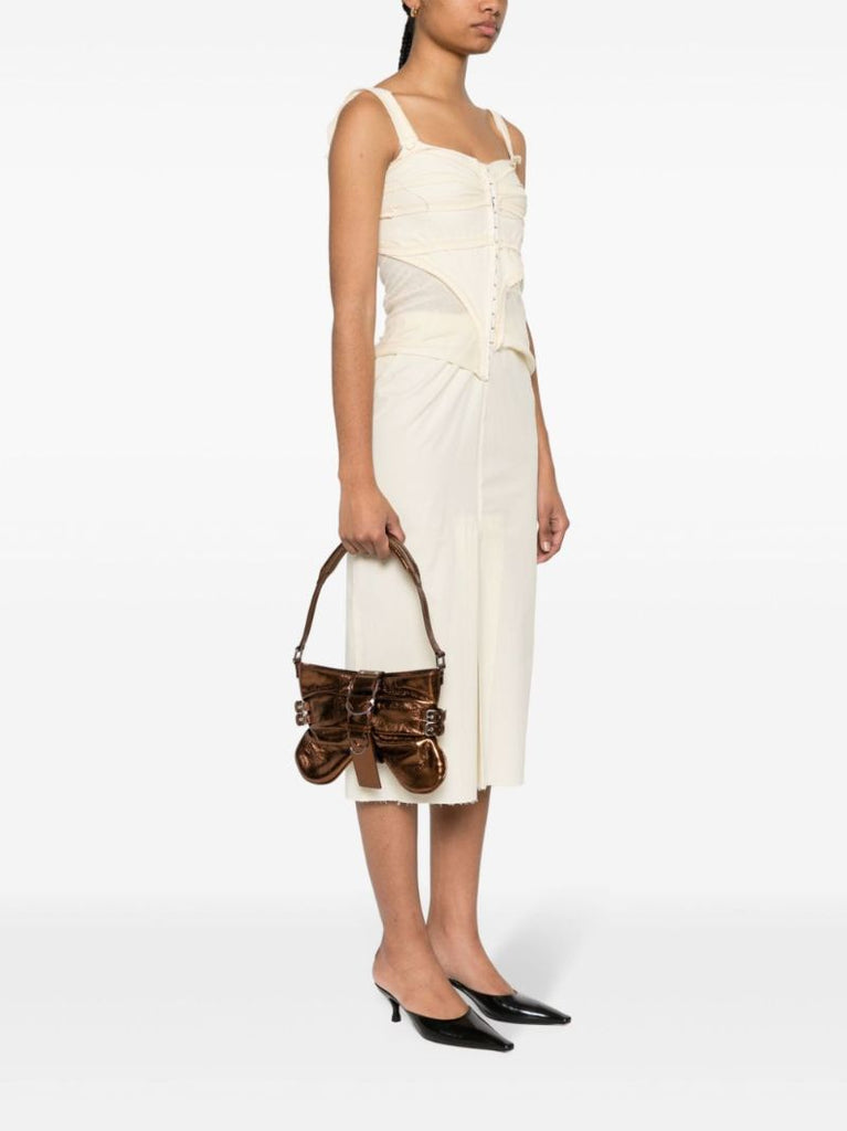 Bronze-tone Butterfly Leather Bag