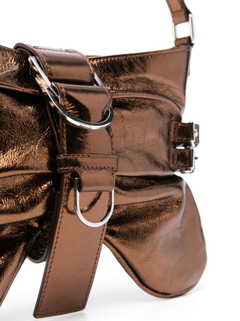Bronze-tone Butterfly Leather Bag