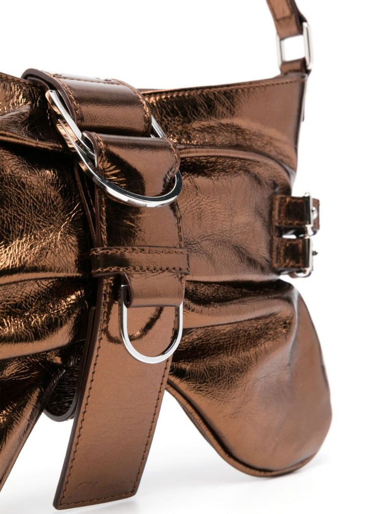 Bronze-tone Butterfly Leather Bag