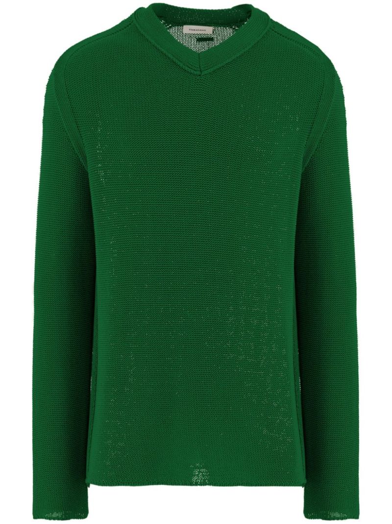 Green V-neck Jumper