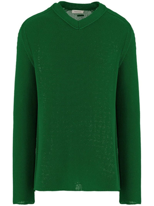 Green V-neck Jumper