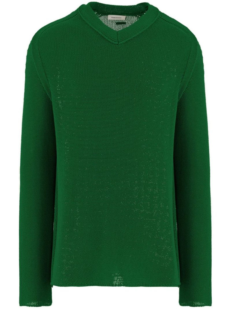 Green V-neck Jumper
