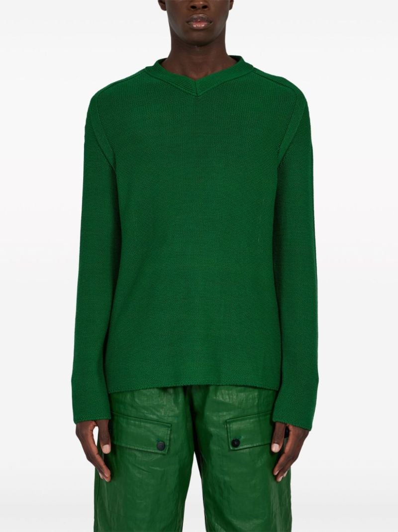 Green V-neck Jumper