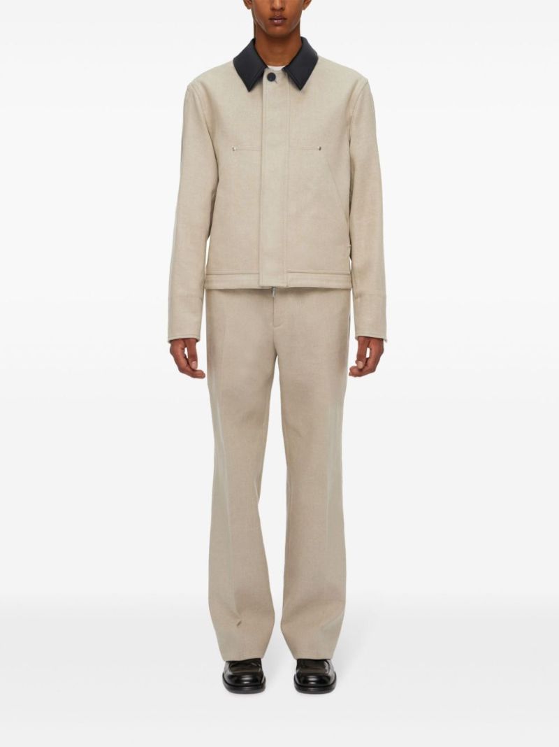 Neutral Single-breasted Linen Jacket
