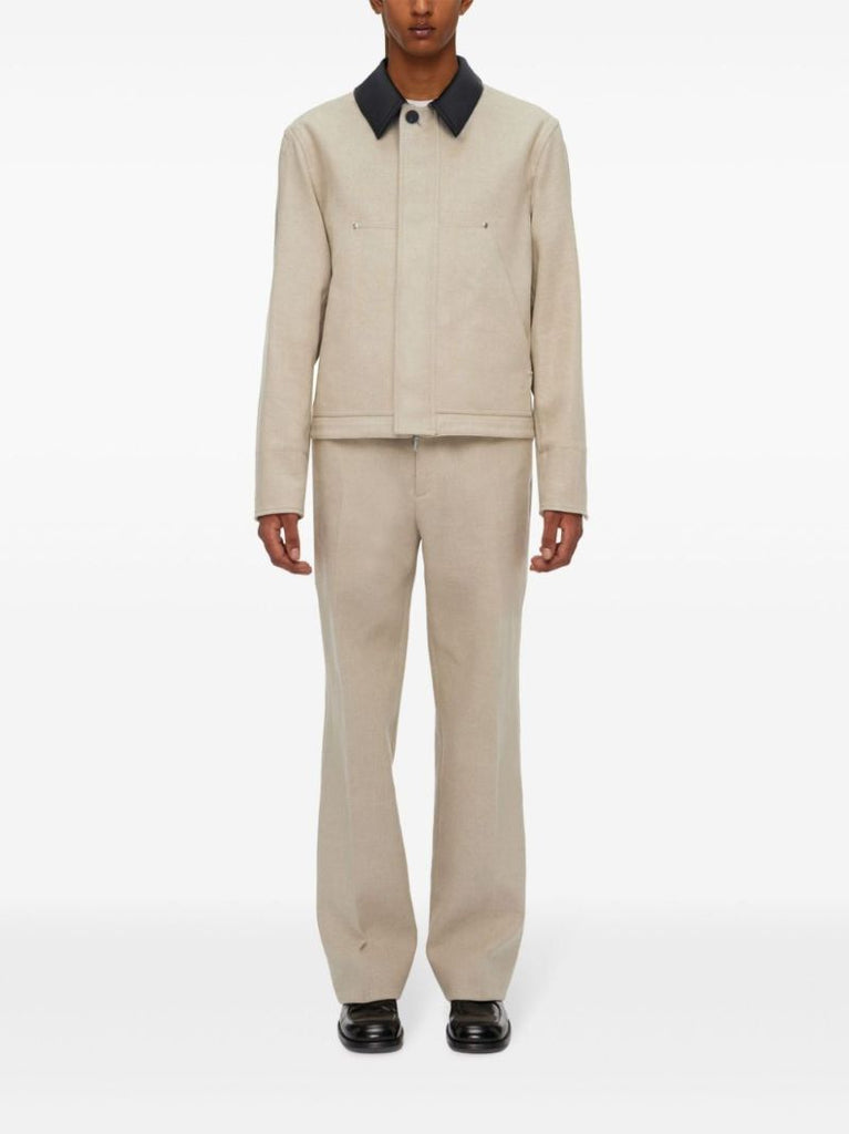 Neutral Single-breasted Linen Jacket