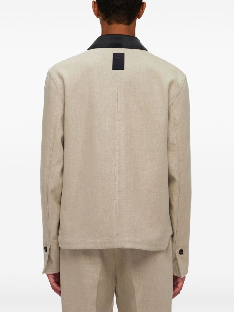 Neutral Single-breasted Linen Jacket