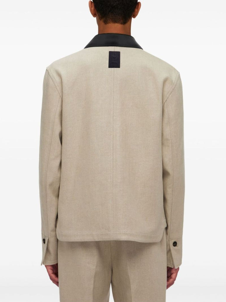 Neutral Single-breasted Linen Jacket