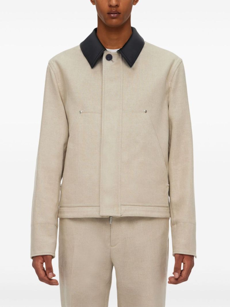 Neutral Single-breasted Linen Jacket