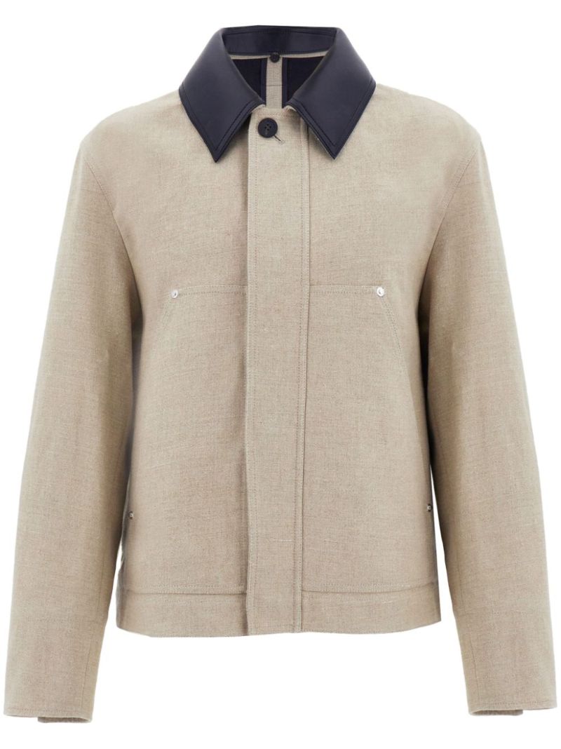 Neutral Single-breasted Linen Jacket