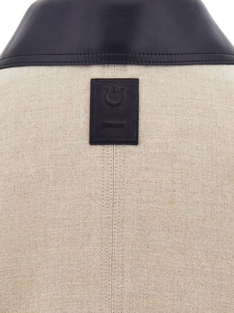 Neutral Single-breasted Linen Jacket