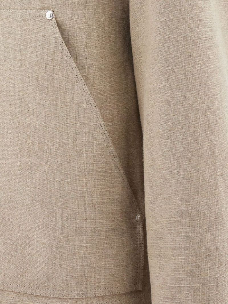 Neutral Single-breasted Linen Jacket