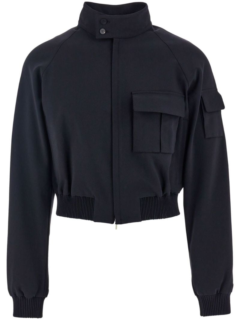 Black Cropped Bomber Jacket