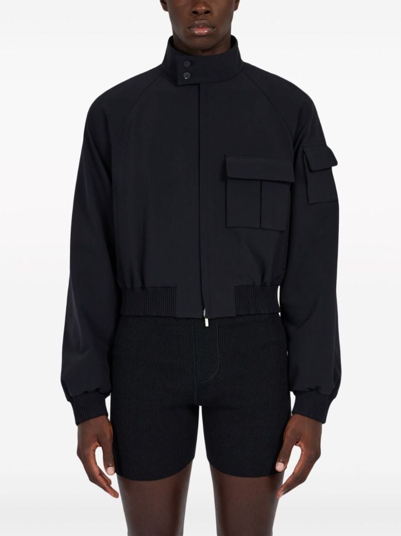 Black Cropped Bomber Jacket