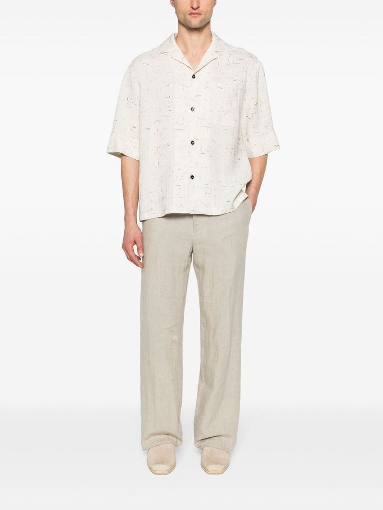 Neutral Straight-leg Linen Trousers