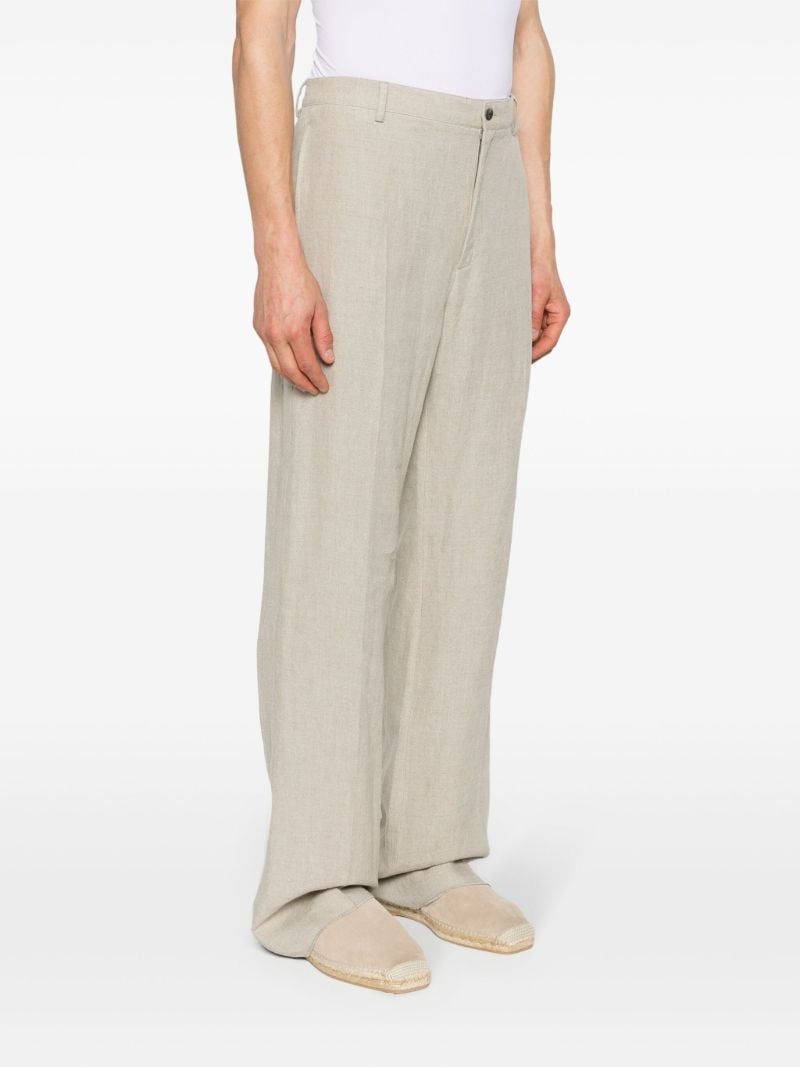 Neutral Straight-leg Linen Trousers