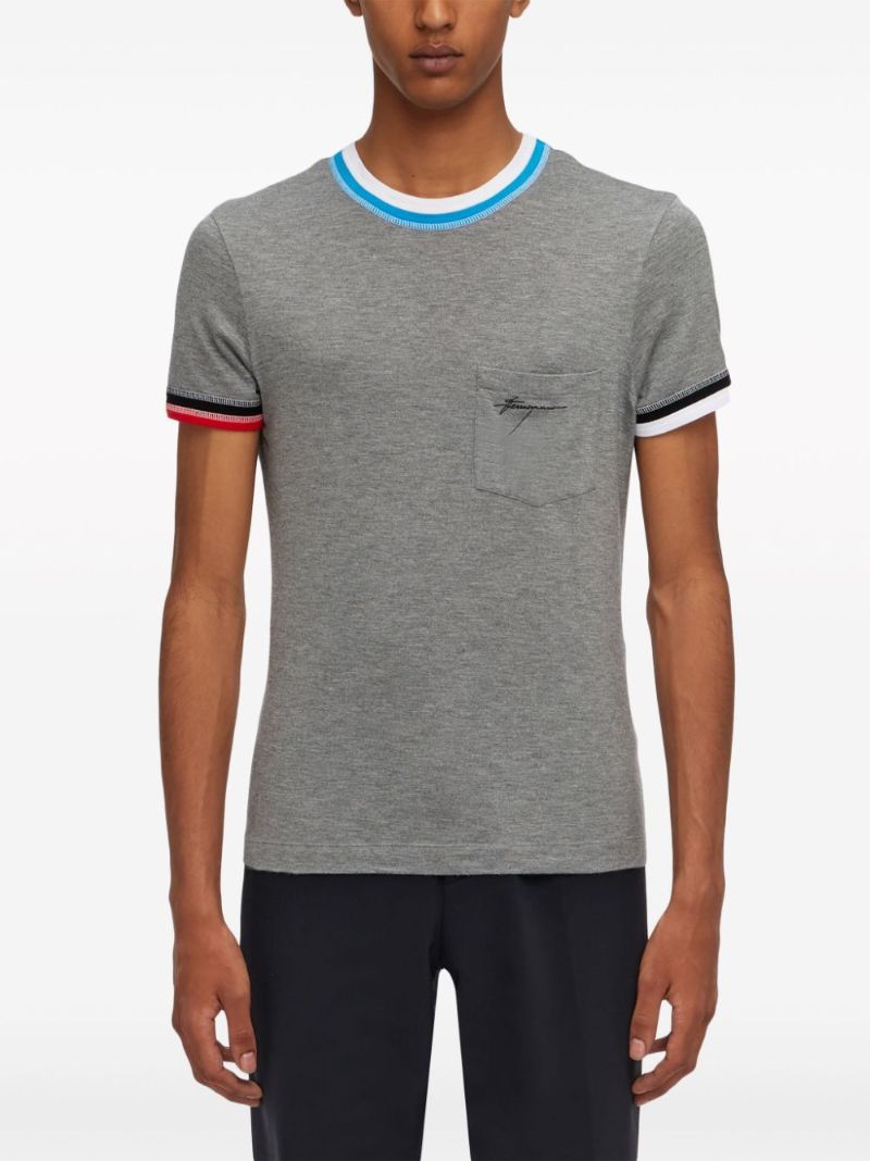 Grey Logo-embroidered Jersey T-shirt