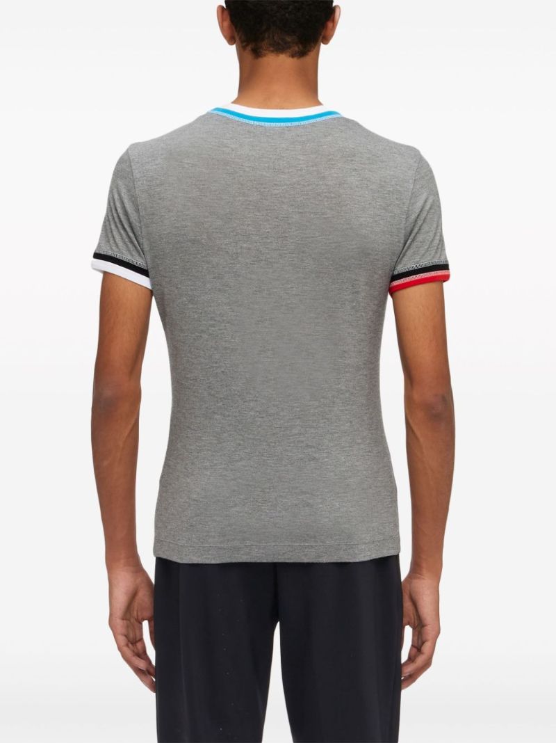 Grey Logo-embroidered Jersey T-shirt