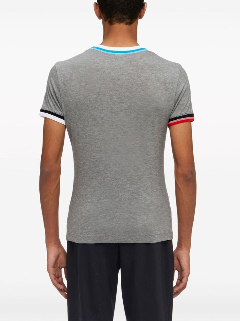 Grey Logo-embroidered Jersey T-shirt