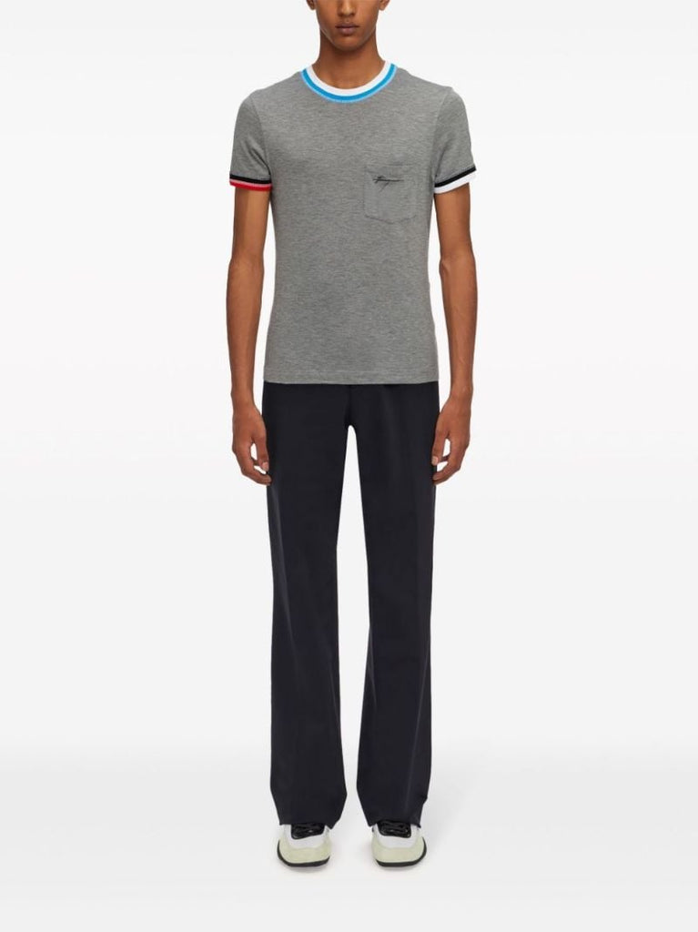 Grey Logo-embroidered Jersey T-shirt