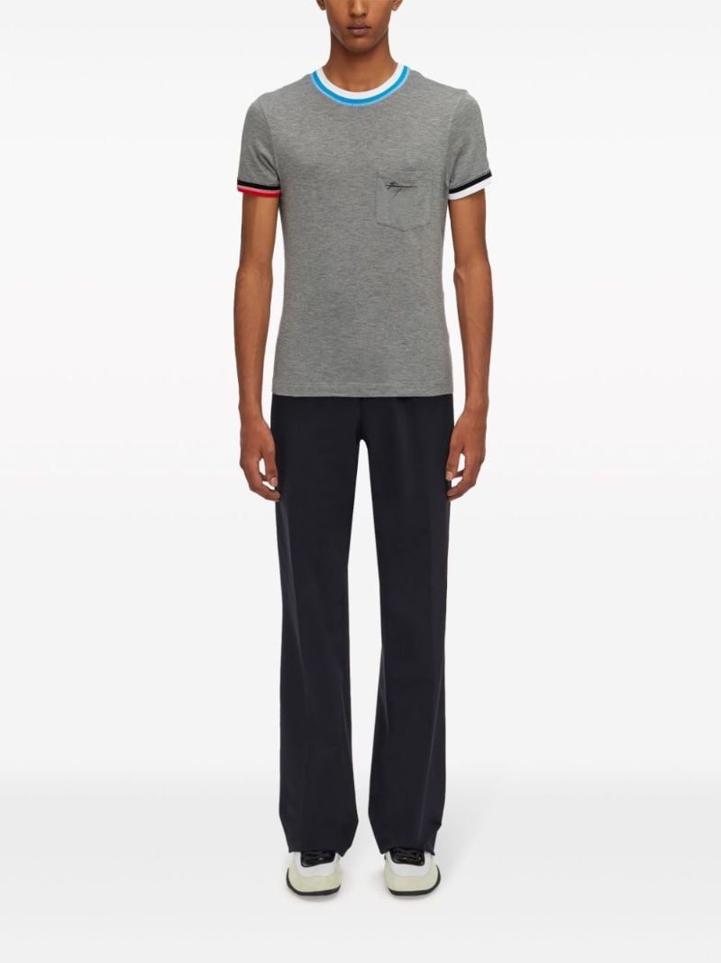 Grey Logo-embroidered Jersey T-shirt