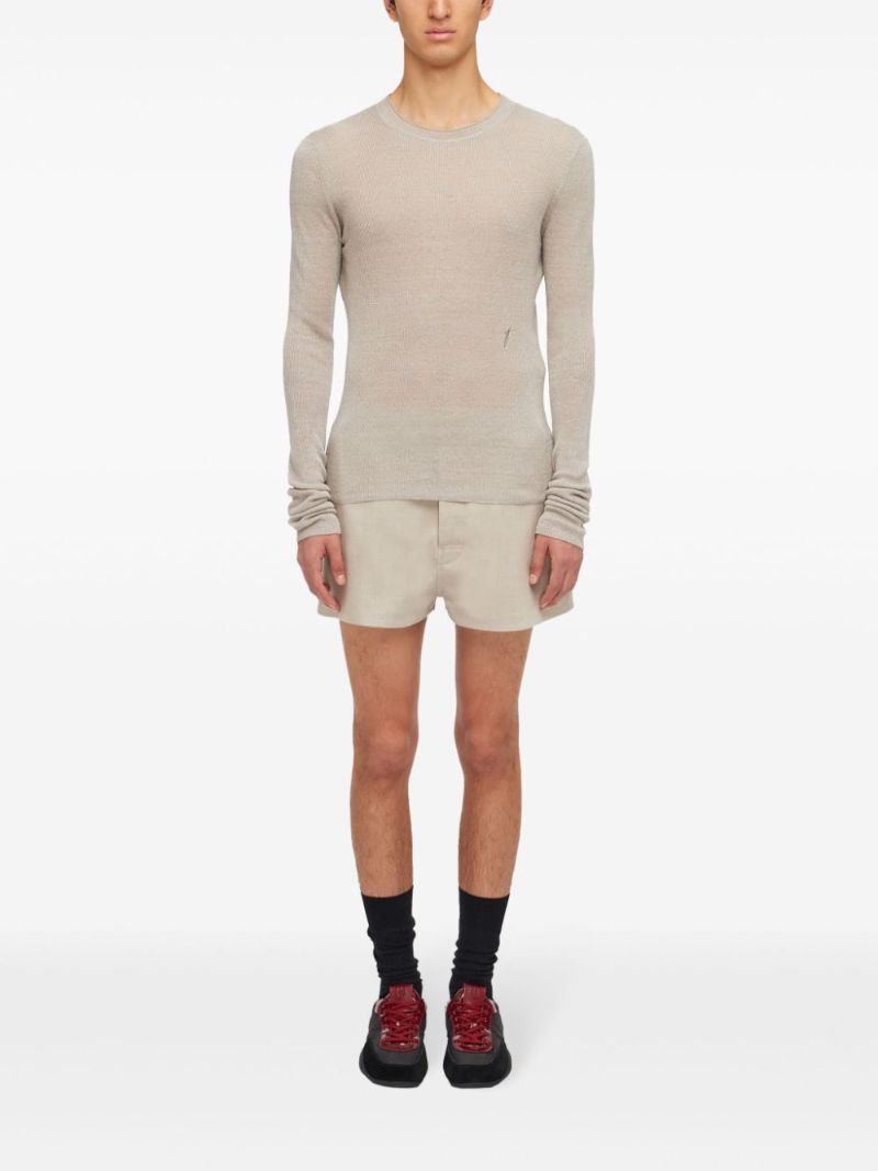 Neutral Crew-neck Linen Sweater