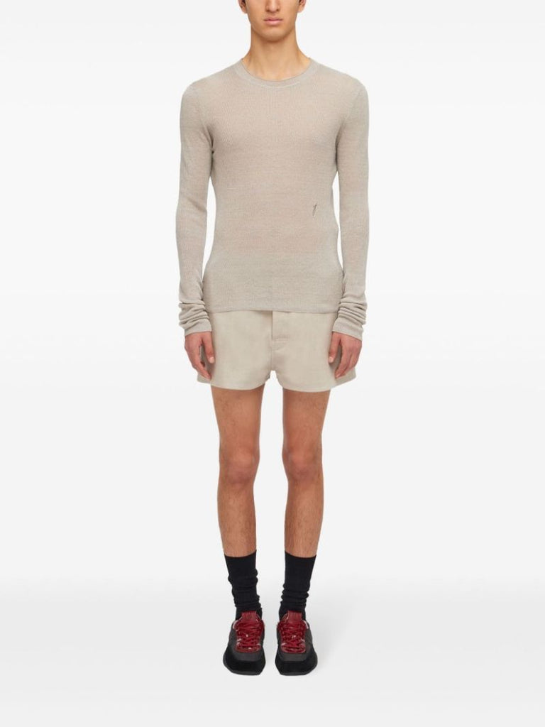 Neutral Crew-neck Linen Sweater