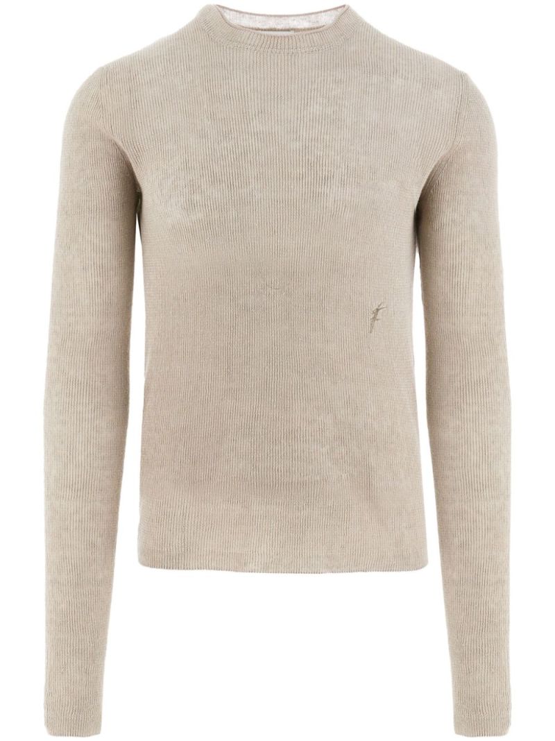 Neutral Crew-neck Linen Sweater