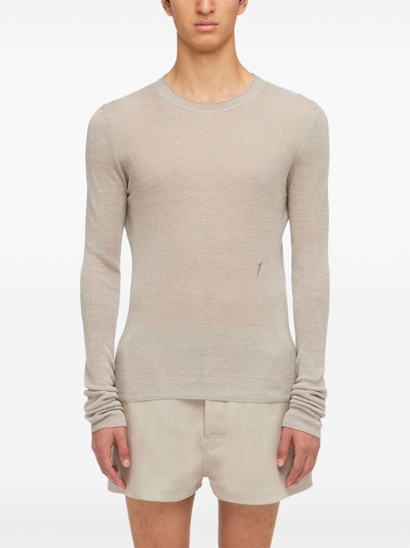 Neutral Crew-neck Linen Sweater