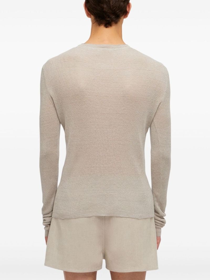 Neutral Crew-neck Linen Sweater