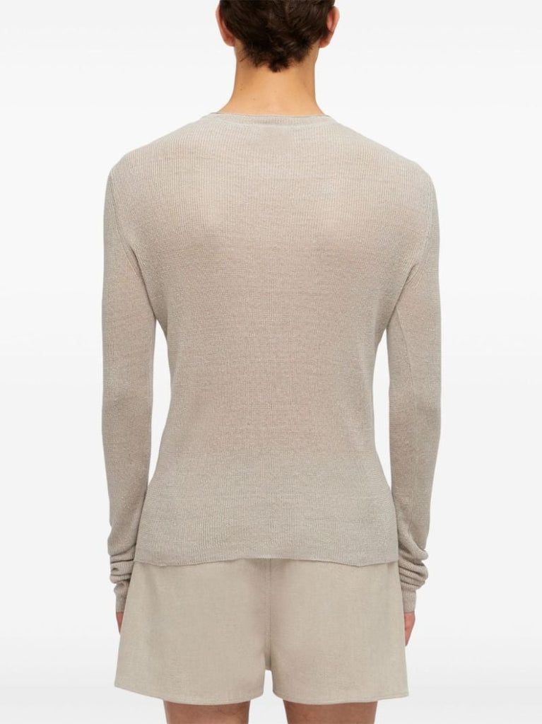 Neutral Crew-neck Linen Sweater