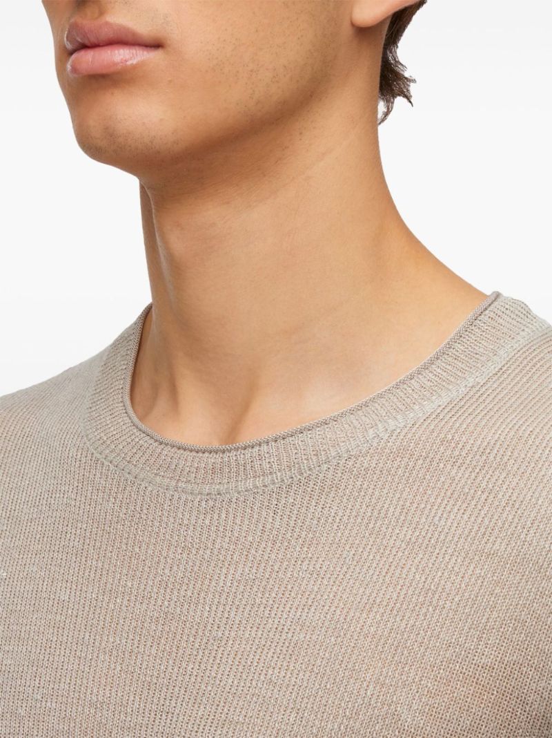 Neutral Crew-neck Linen Sweater