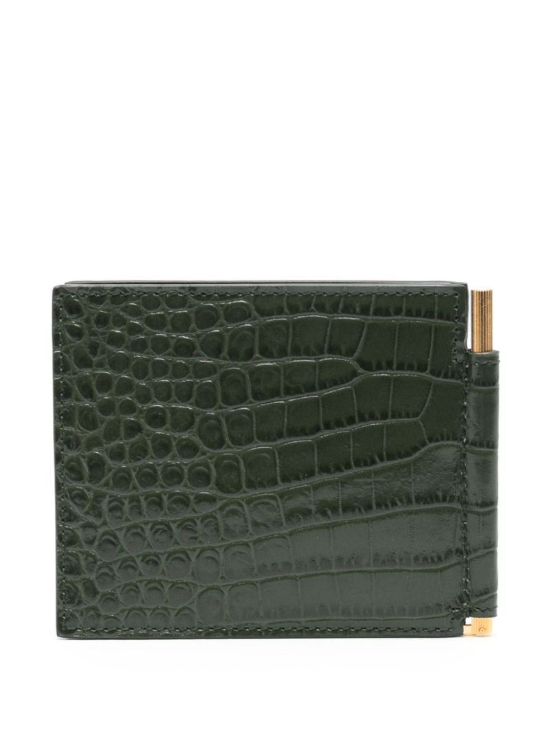 Green Crocodile-effect Leather Wallet