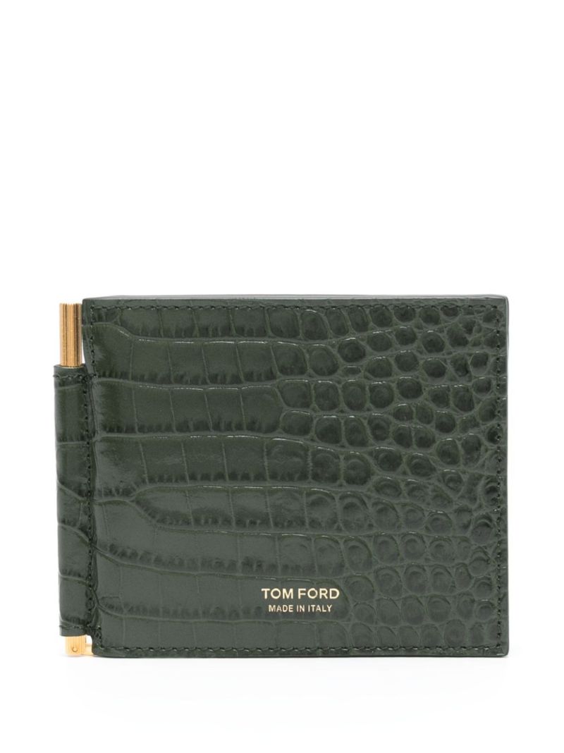 Green Crocodile-effect Leather Wallet