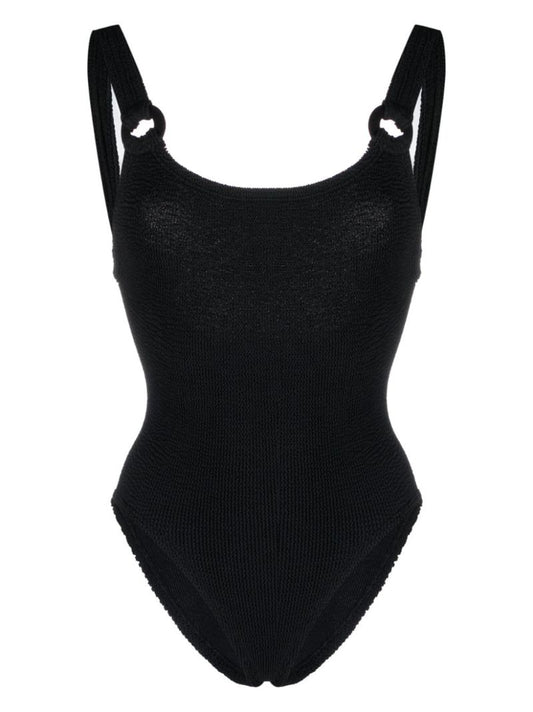 Black Domino Crinkled Swimsuit