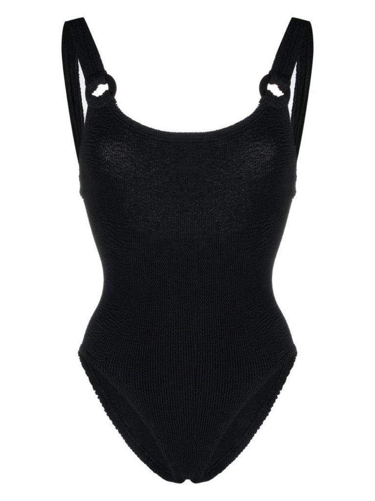 Black Domino Crinkled Swimsuit