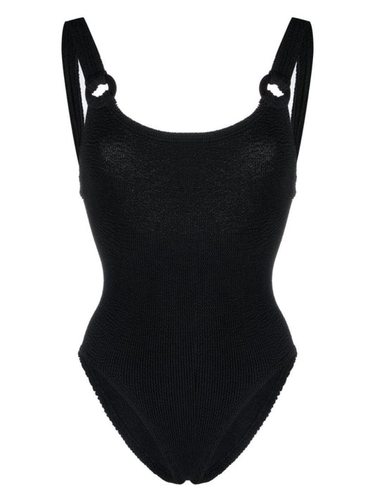 Black Domino Crinkled Swimsuit