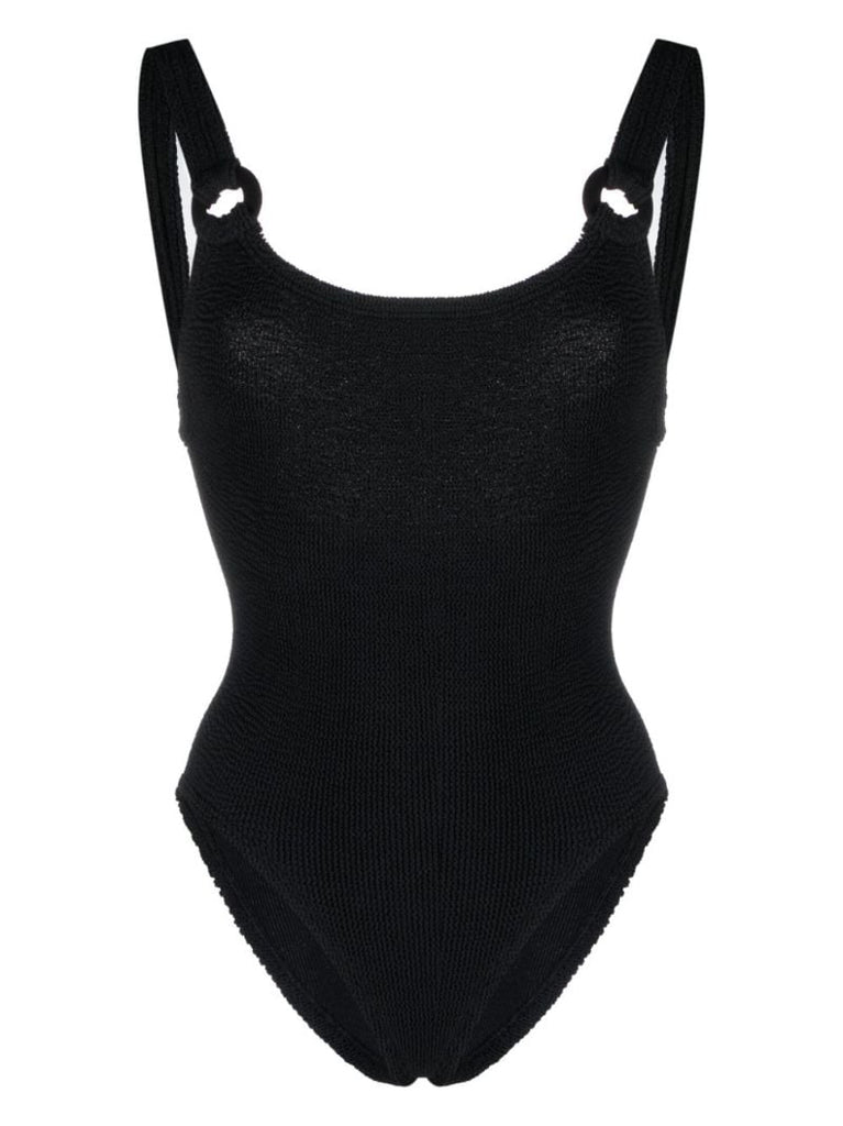 Black Domino Crinkled Swimsuit